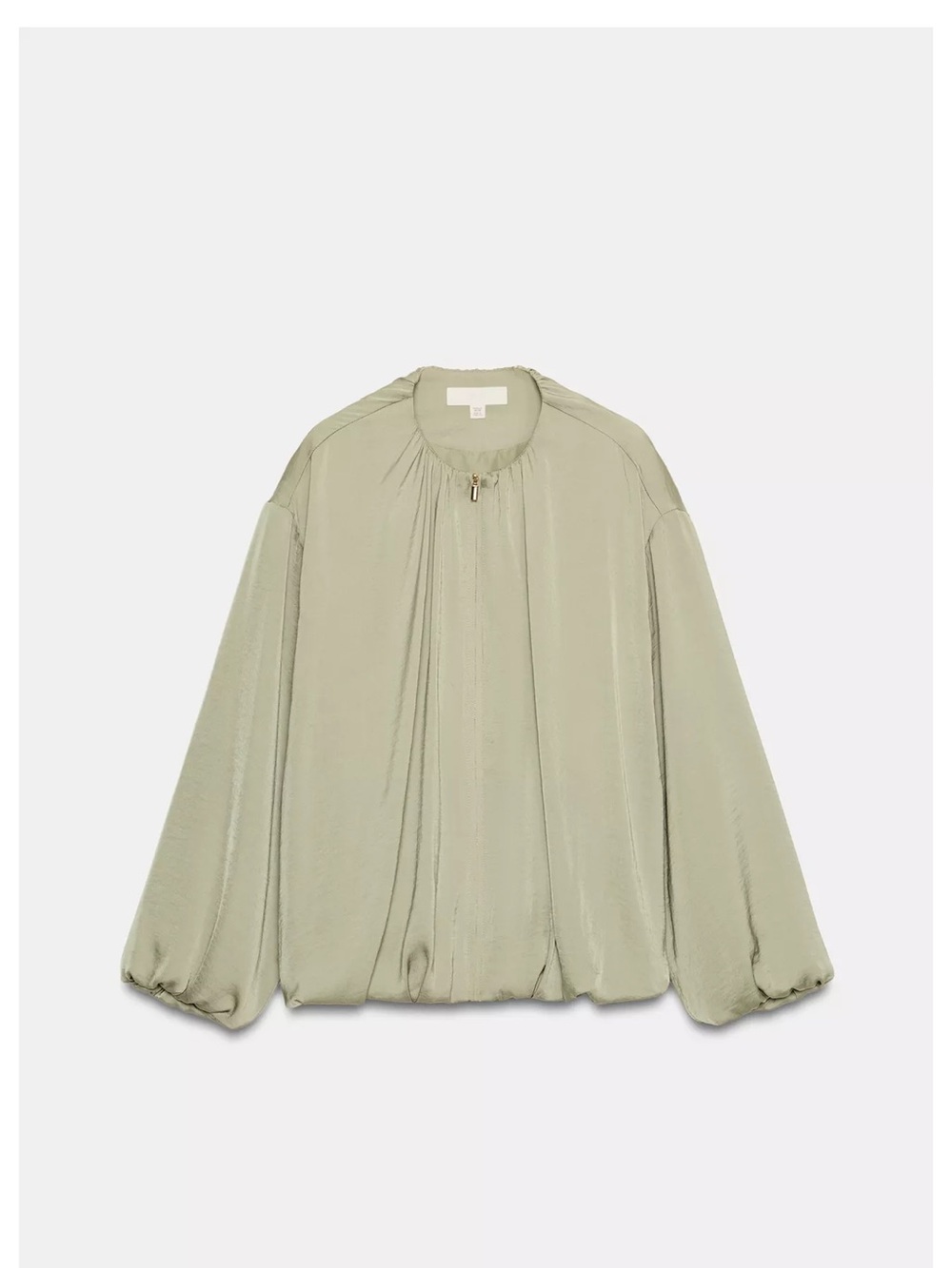 Zara NWT Light Sage green balloon sleeve fluid Bomber jacket - Picture 3 of 13